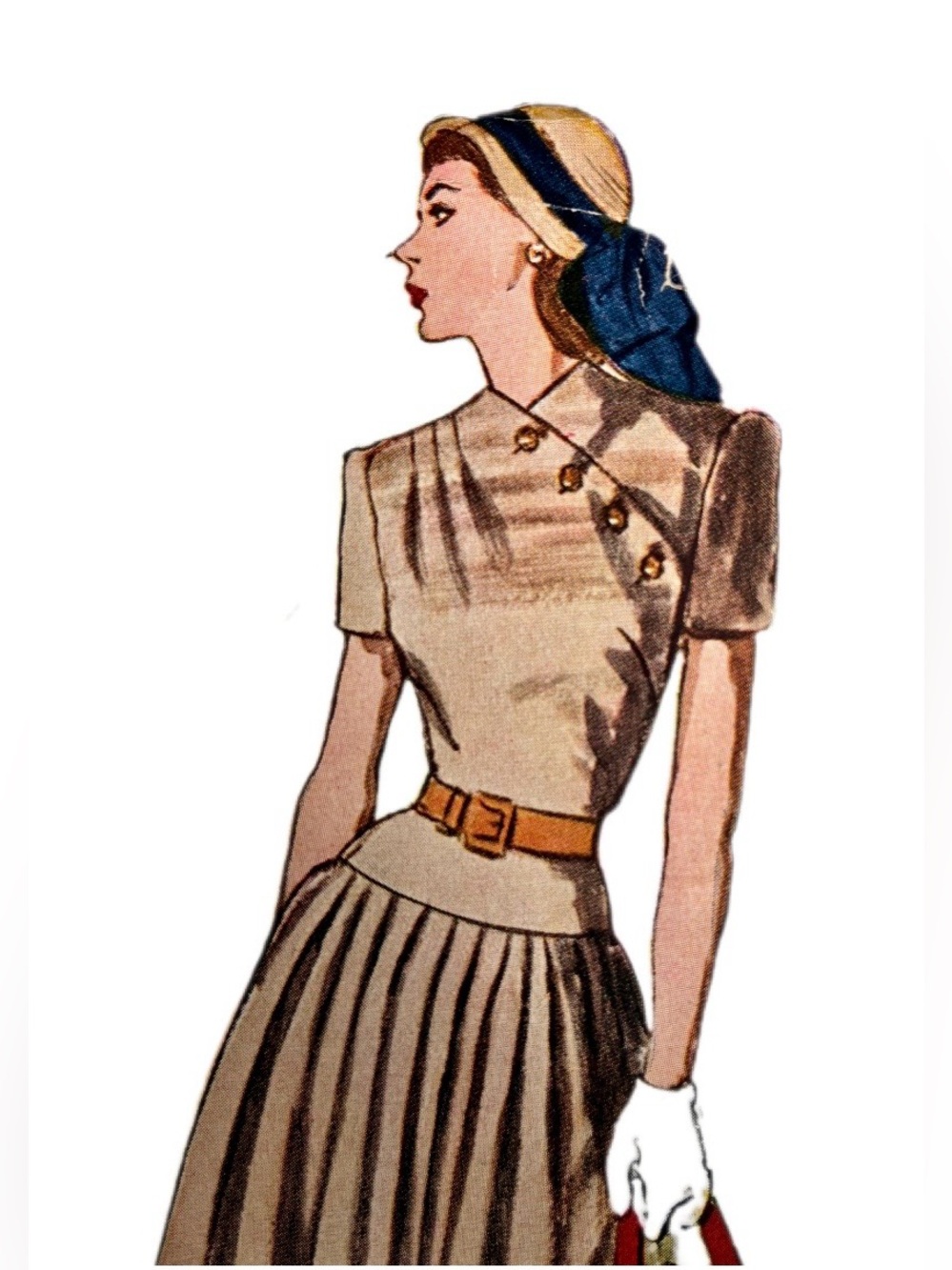 Vintage Simplicity 2103 Pleated Dress pattern with cross neck